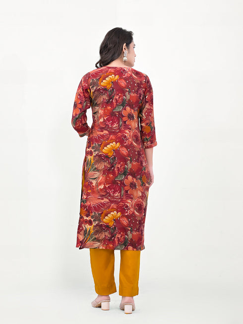 Maroon Modal Cotton Pant Suit Acy8034 Closure View