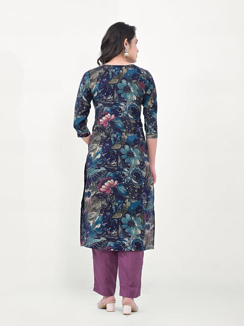 Teal Modal Cotton Pant Suit Acy8035 Closure View