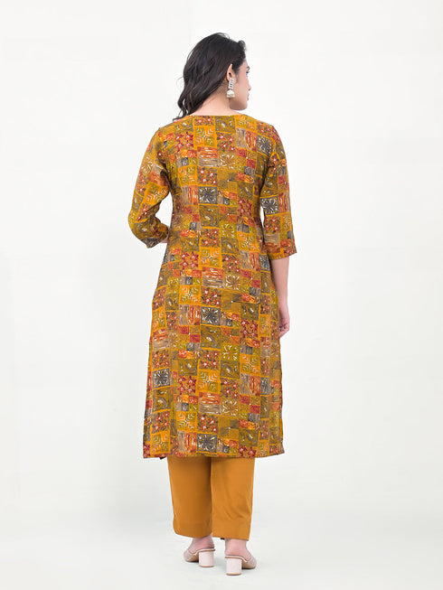 Mustard Modal Cotton Pant Suit Acy8037 Closure View