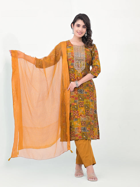 Mustard Modal Cotton Pant Suit Acy8037