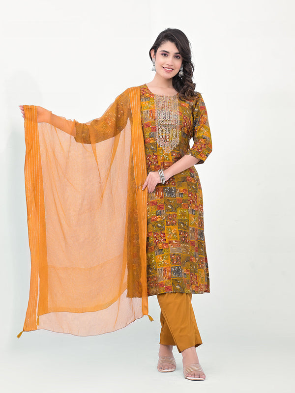 Mustard Modal Cotton Pant Suit Acy8037