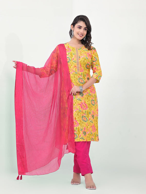 Yellow Modal Cotton Pant Suit Acy8040