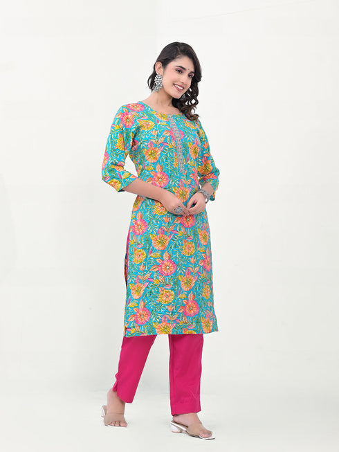Sea Green Modal Cotton Pant Suit Acy8041 Salwar Kameez
