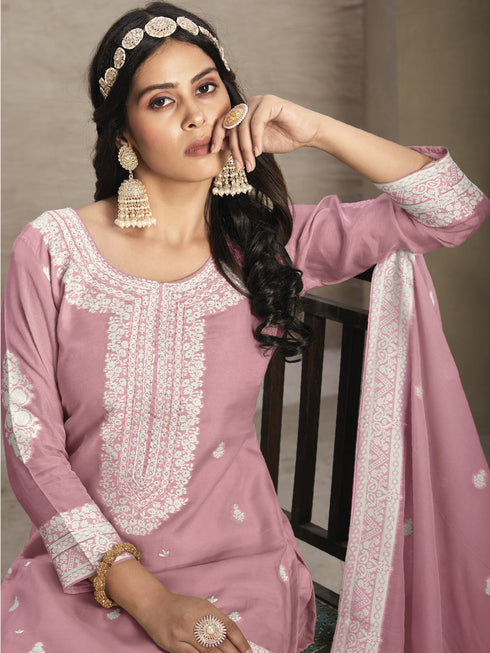 Pink Organza Pant Suit Acy8059 Closure View