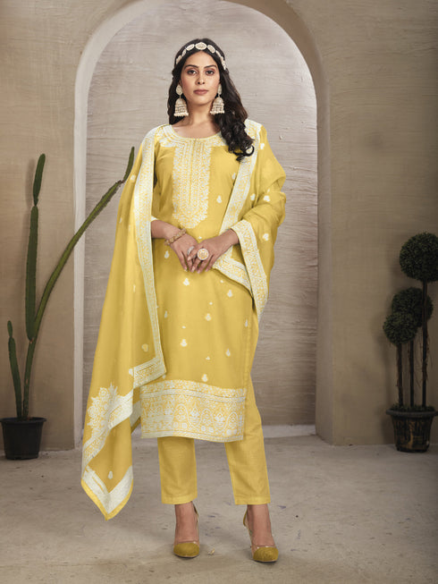Yellow Organza Pant Suit Acy8060