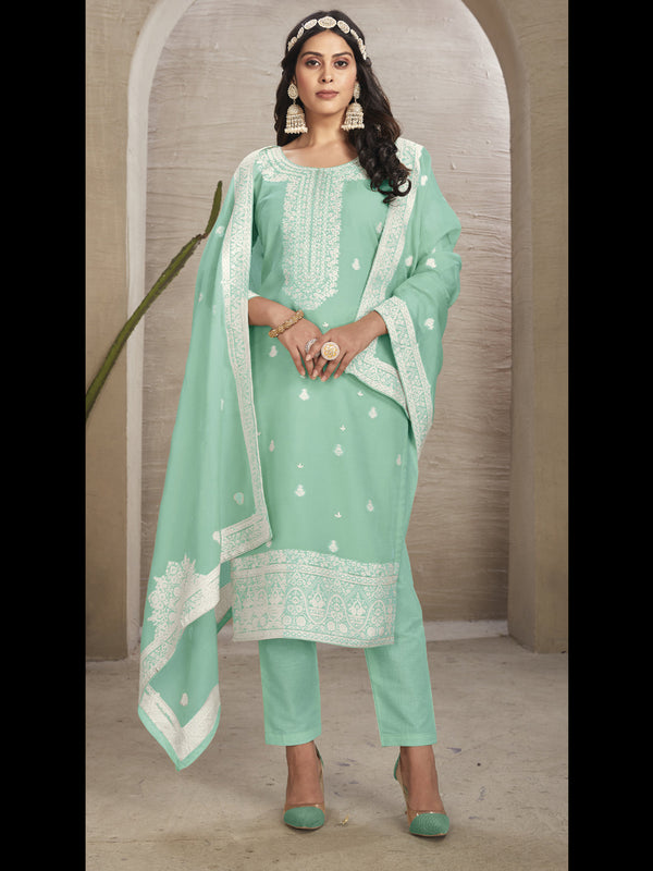 Sea Green Organza Pant Suit Acy8064