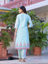 Blue Linen Pant Suit Acy8097 Closure View