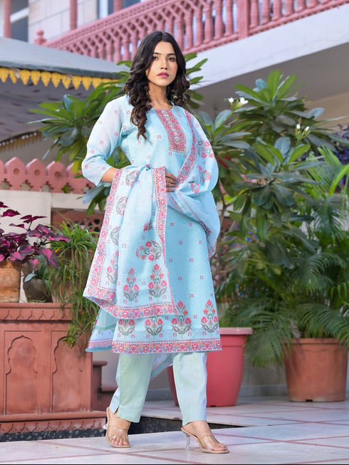 Blue Linen Pant Suit Acy8097 Salwar Kameez