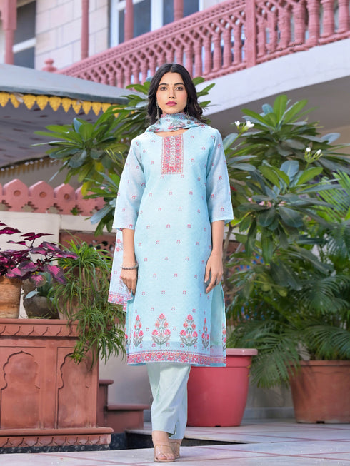 Blue Linen Pant Suit Acy8097