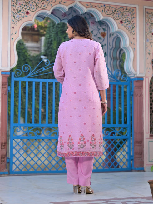 Pink Linen Pant Suit Acy8098 Closure View