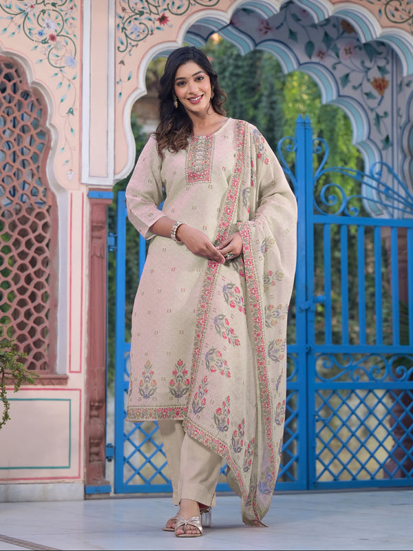 Cream Linen Pant Suit Acy8100