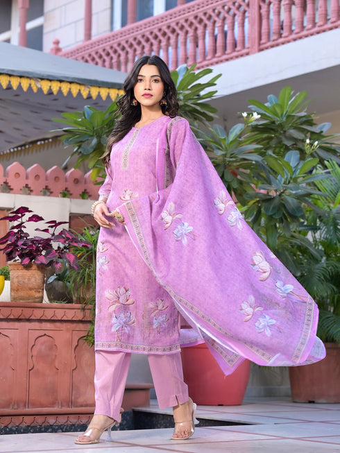 Pink Linen Pant Suit Acy8101 Back View