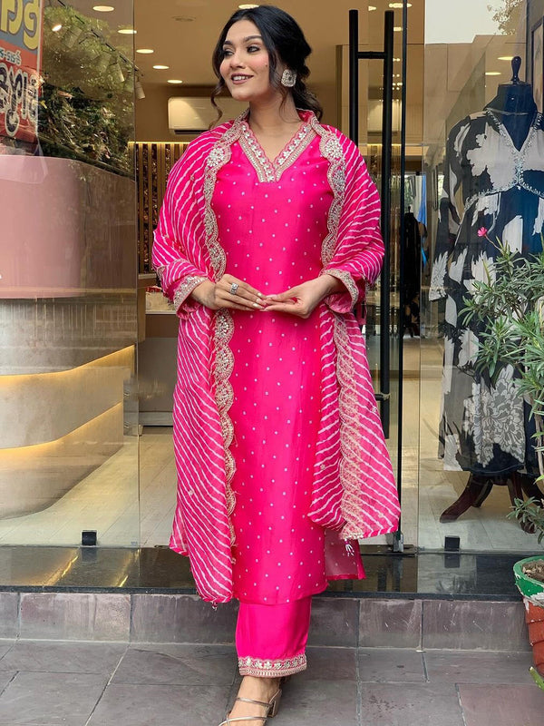 Pink Chanderi Pant Suit Acy8108
