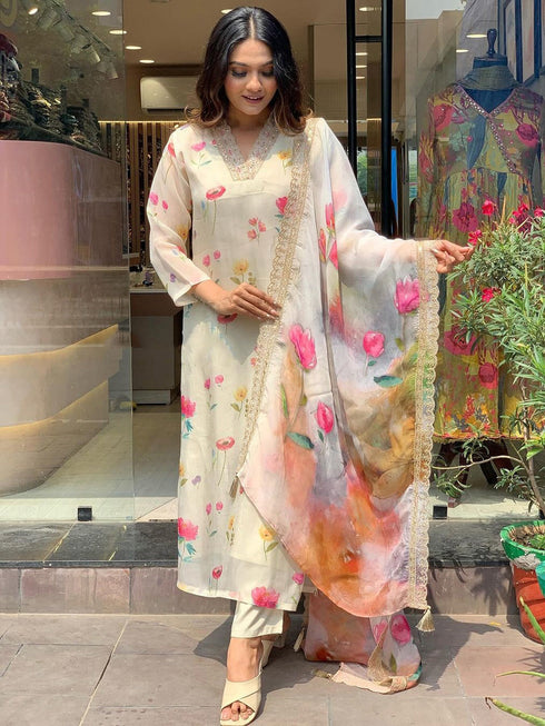 White Organza Pant Suit Acy8110