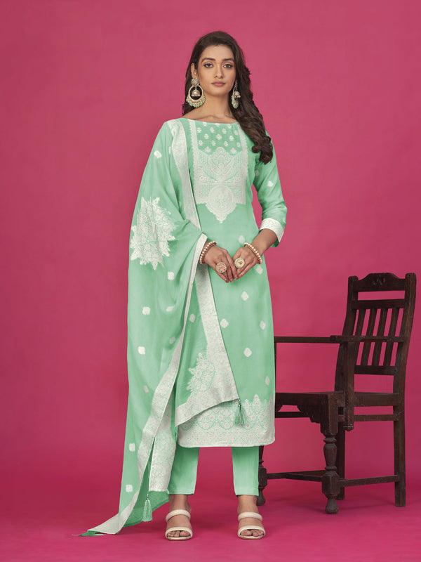 Sea Green Organza Pant Suit Acy8120