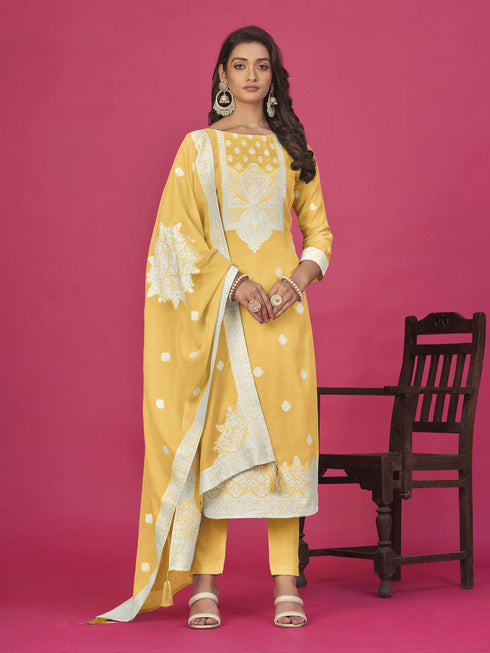 Yellow Organza Pant Suit Acy8121