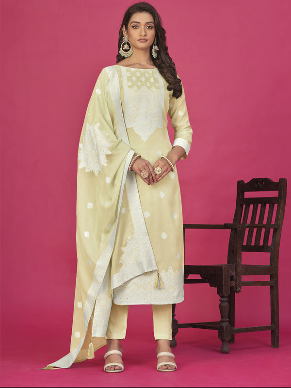 Beige Organza Pant Suit Acy8123