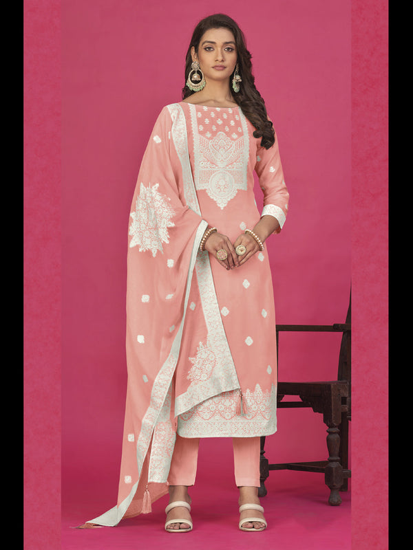 Peach Organza Pant Suit Acy8125