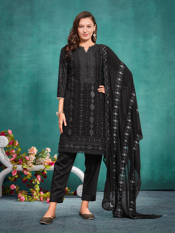 Black Georgette Pant Suit Acy8136