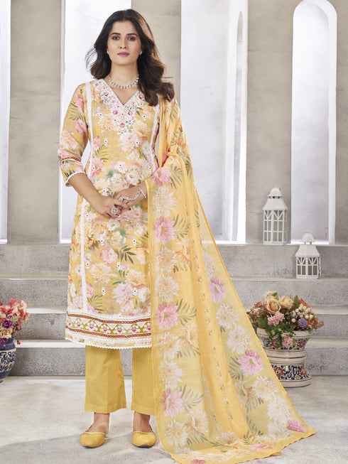 Yellow Lilan Cotton Pant Suit Acy8160