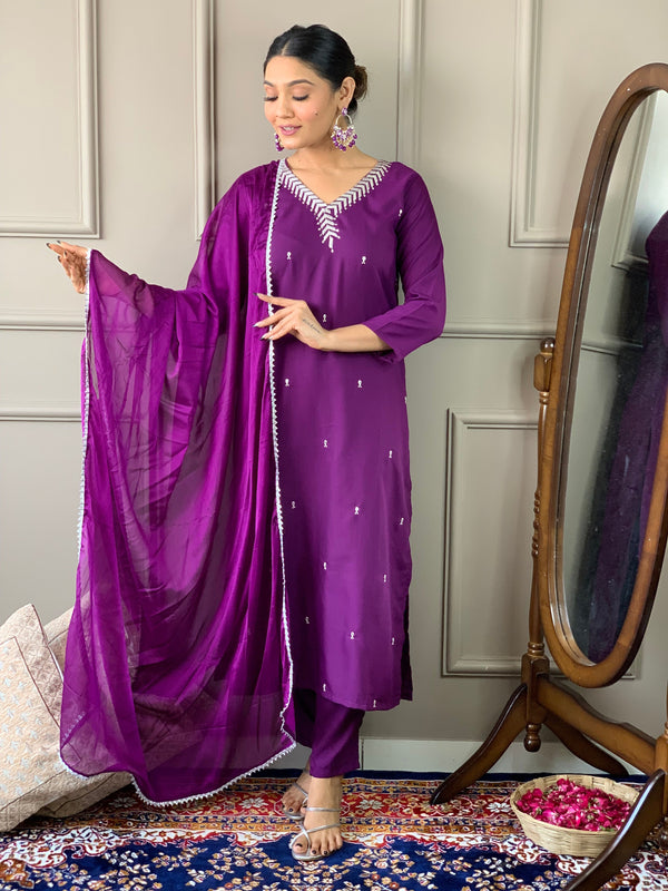 Purple Rayon Pant Suit Acy8165