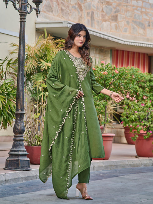 Mahendi Chanderi Pant Suit Acy8166 Back View