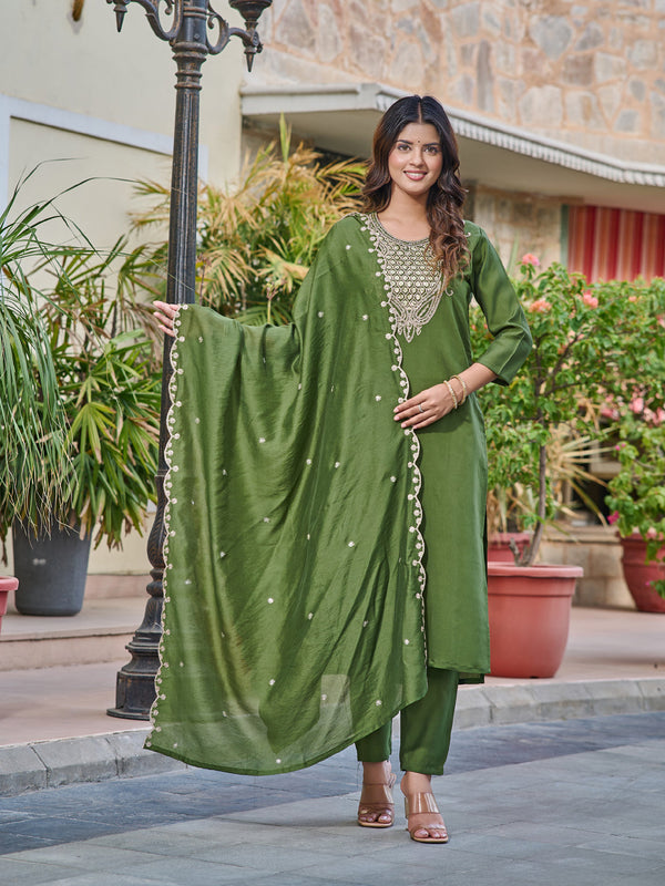 Mahendi Chanderi Pant Suit Acy8166