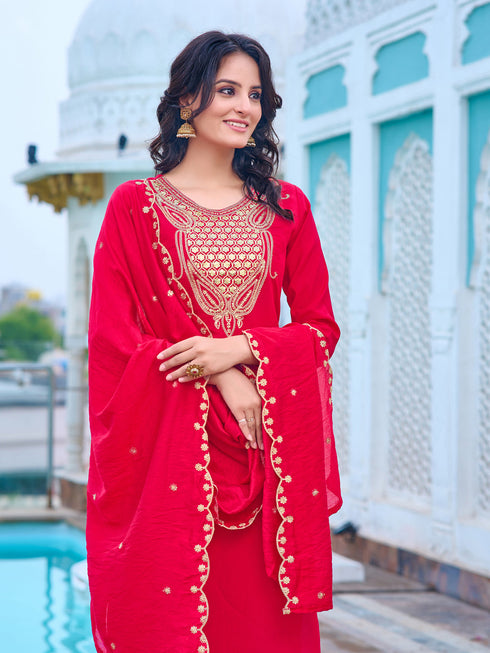 Pink Chanderi Pant Suit Acy8167 Back View