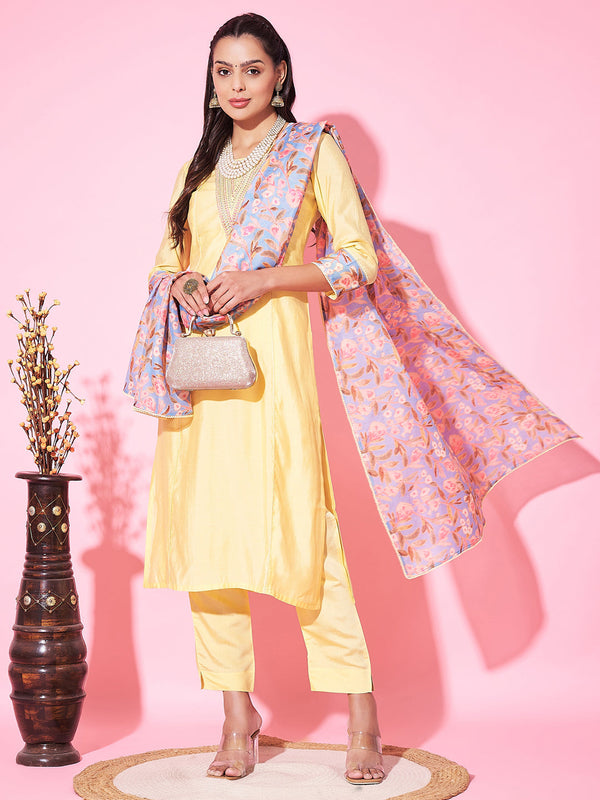 Yellow Silk Blend Pant Suit Acy8219