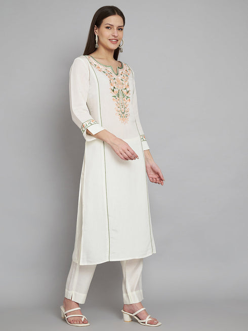 White Silk Blend Pant Suit Acy8220 Back View