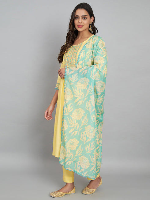 Yellow Roman Silk Pant Suit Acy8222 Salwar Kameez