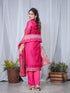 Pink Chanderi Cotton Pant Suit Acy8224 Closure View