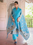Blue Chanderi Cotton Pant Suit Acy8227 Closure View