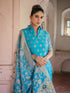 Blue Chanderi Cotton Pant Suit Acy8227 Back View