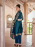 Teal Chanderi Cotton Pant Suit Acy8228 Closure View