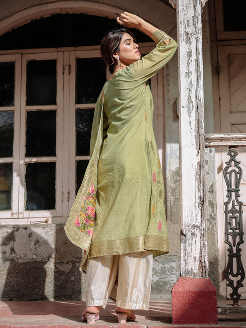 Pista Chanderi Cotton Pant Suit Acy8230 Closure View