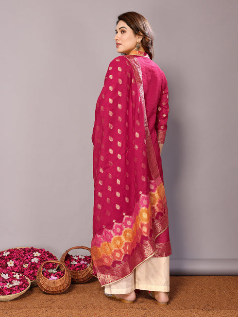 Pink Chanderi Cotton Pant Suit Acy8231 Salwar Kameez