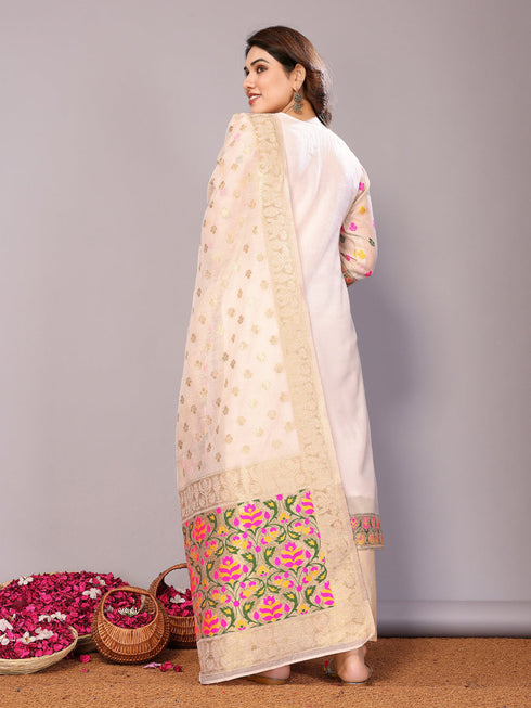 Cream Chanderi Cotton Pant Suit Acy8232 Salwar Kameez