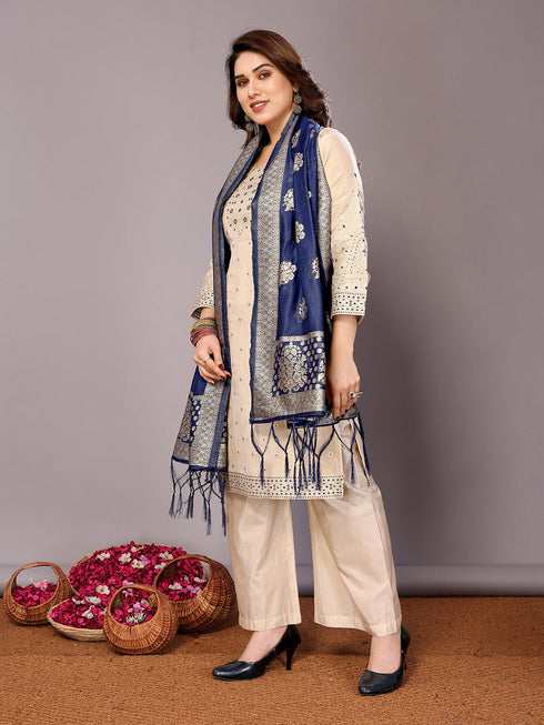 Cream Chanderi Cotton Pant Suit Acy8233