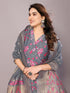 Grey Chanderi Cotton Pant Suit Acy8237 Back View