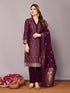 Wine Chanderi Cotton Pant Suit Acy8239 Closure View