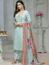 Blue Rayon Cotton Pant Suit Acy8249 Closure View