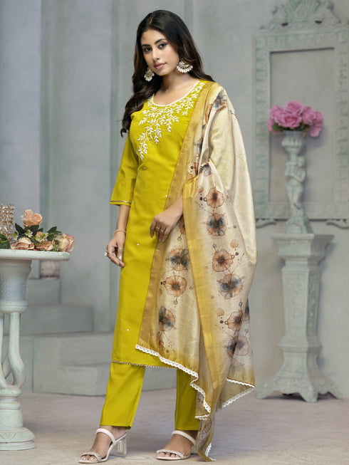 Lemon Rayon Cotton Pant Suit Acy8251 Closure View