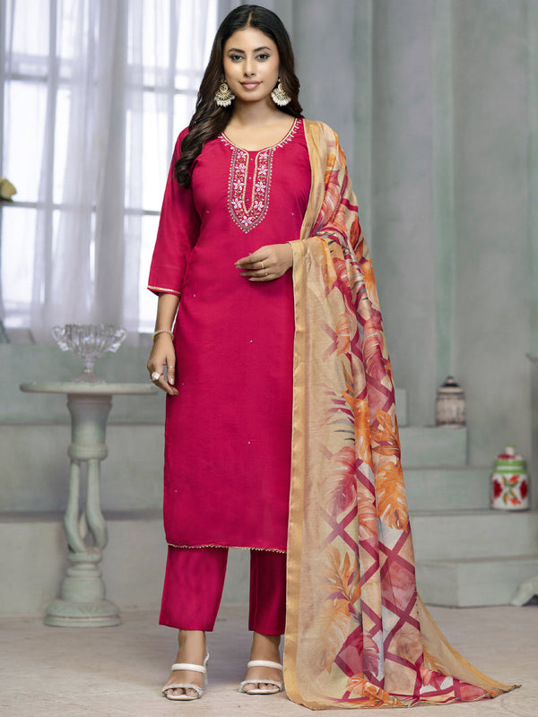 Pink Rayon Cotton Pant Suit Acy8253