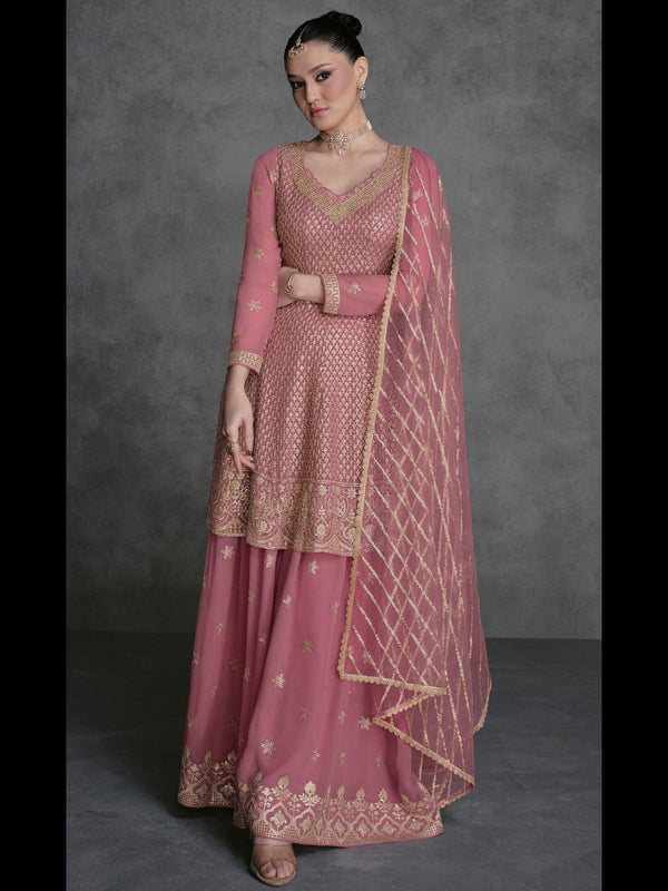 Light Pink Georgette Sharara Suit Acy8257