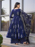 Blue Maslin Anarkali Dress Acy8259 Closure View