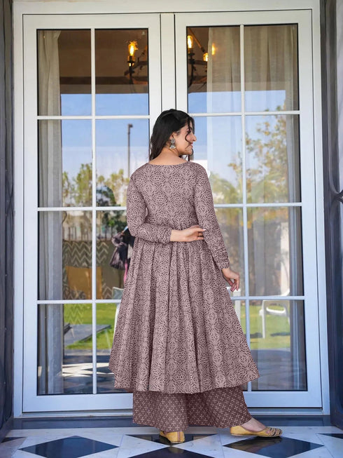 Purple Maslin Anarkali Dress Acy8262 Closure View