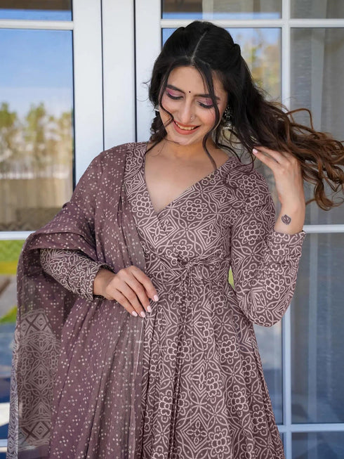 Purple Maslin Anarkali Dress Acy8262 Salwar Kameez