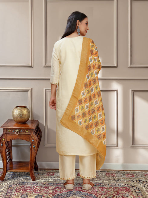 Off White P V Chanderi Pant Suit Acy8266 Closure View