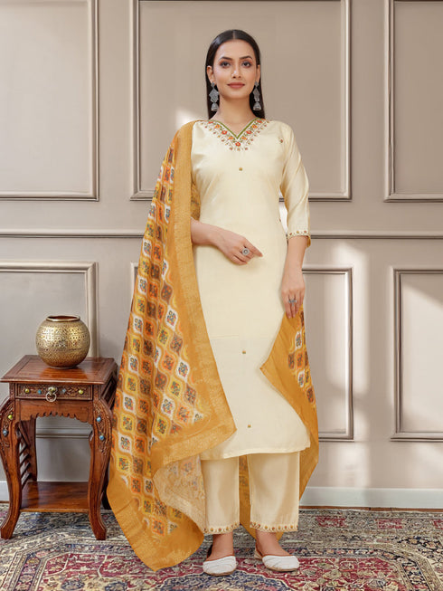 Off White P V Chanderi Pant Suit Acy8266